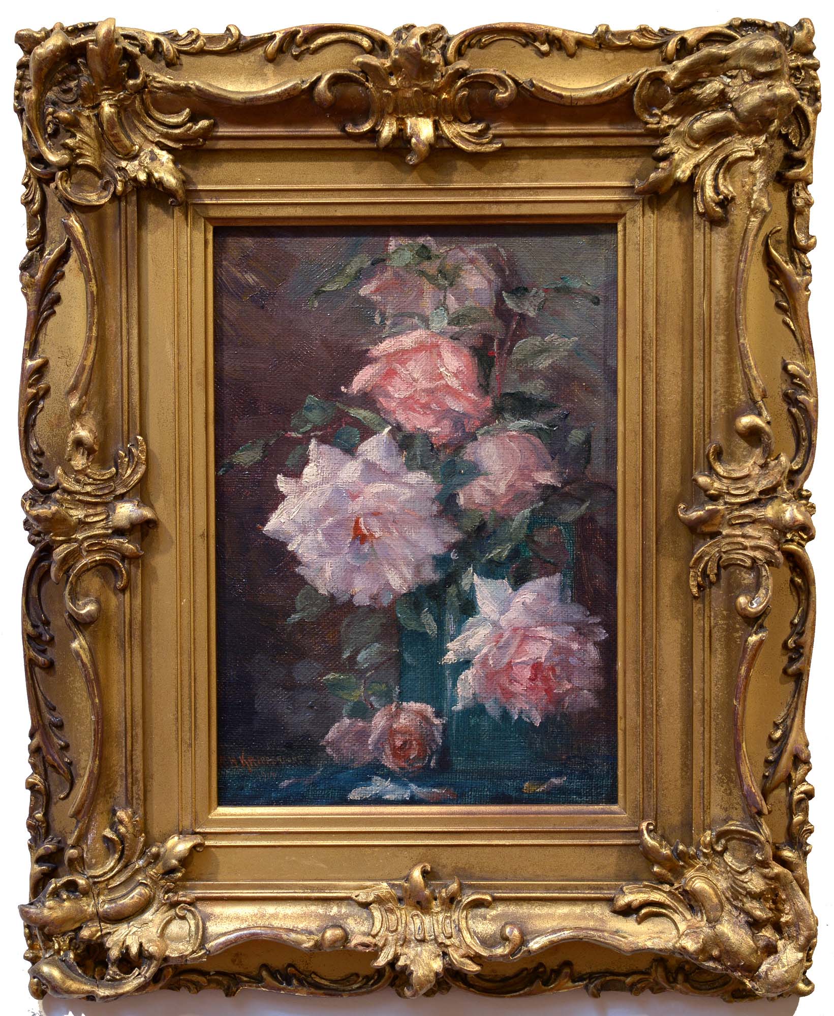 William H. Krippendorf Still Life with Roses framed
