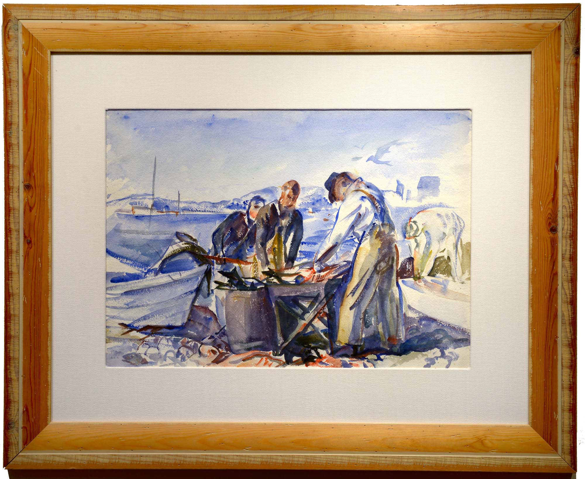 Alice Kent Stoddard Cleaning Fish, Monhegan Island framed